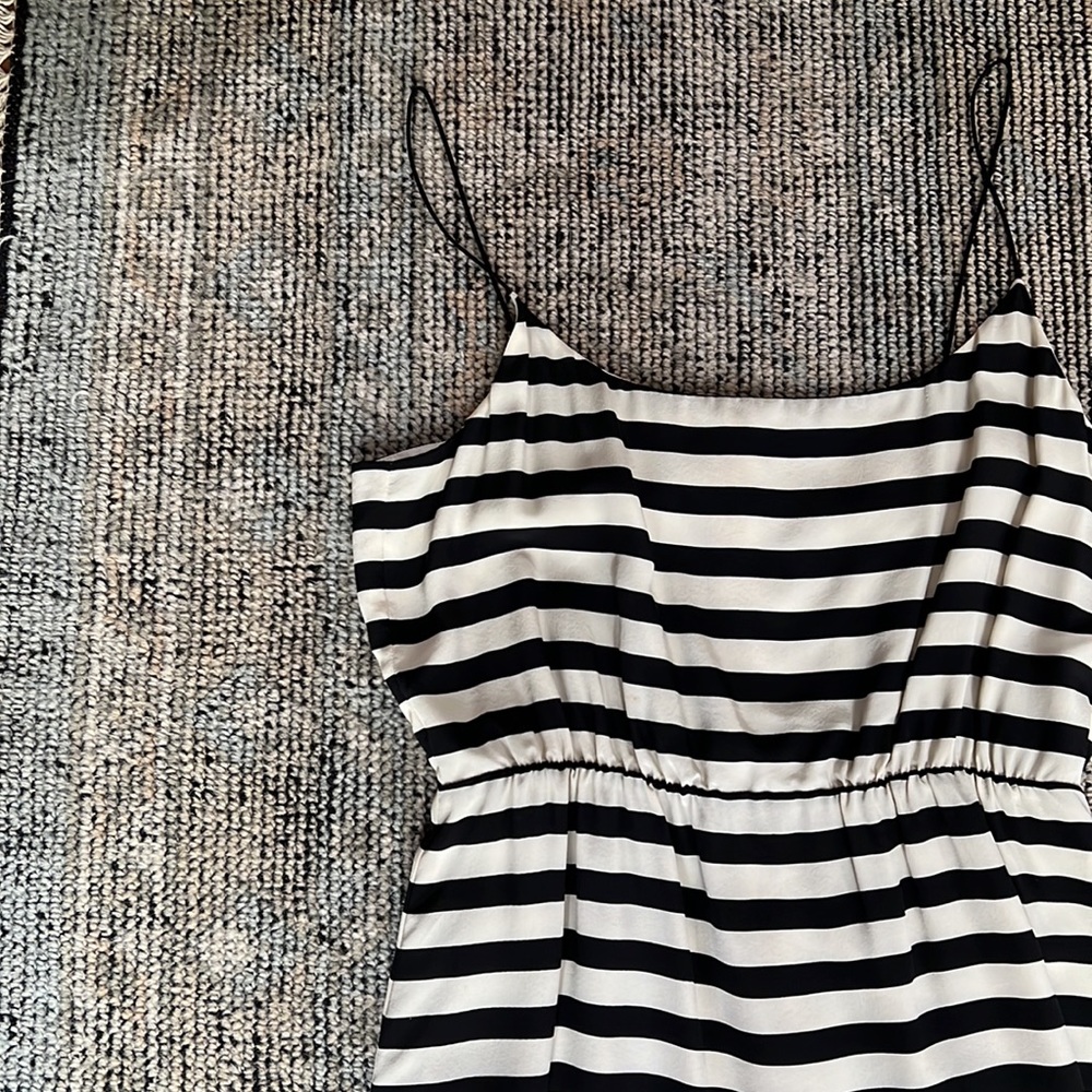 Black and White Striped JCrew Silk Cocktail Dress